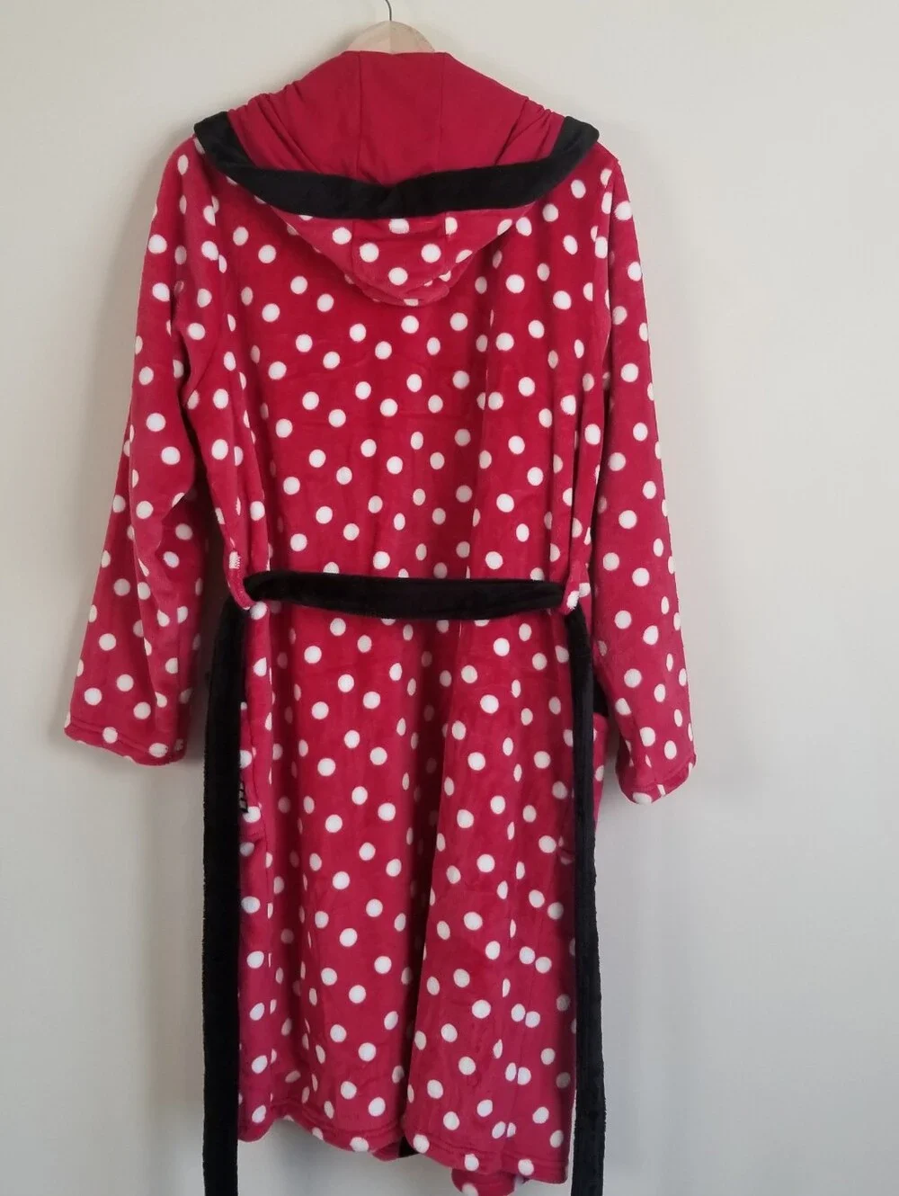 Disney Minnie Mouse Hooded Polka Dot Robe Medium